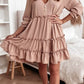 V Neck Frilled Tiered Flowy Mini Dress