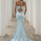 Tie Back Back Satin Mermaid Prom Dress