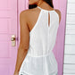 White Swiss Dot Peplum Hem Tank Top