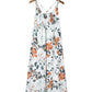 White Floral Print Spaghetti Straps Maxi Dress