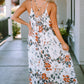 White Floral Print Spaghetti Straps Maxi Dress