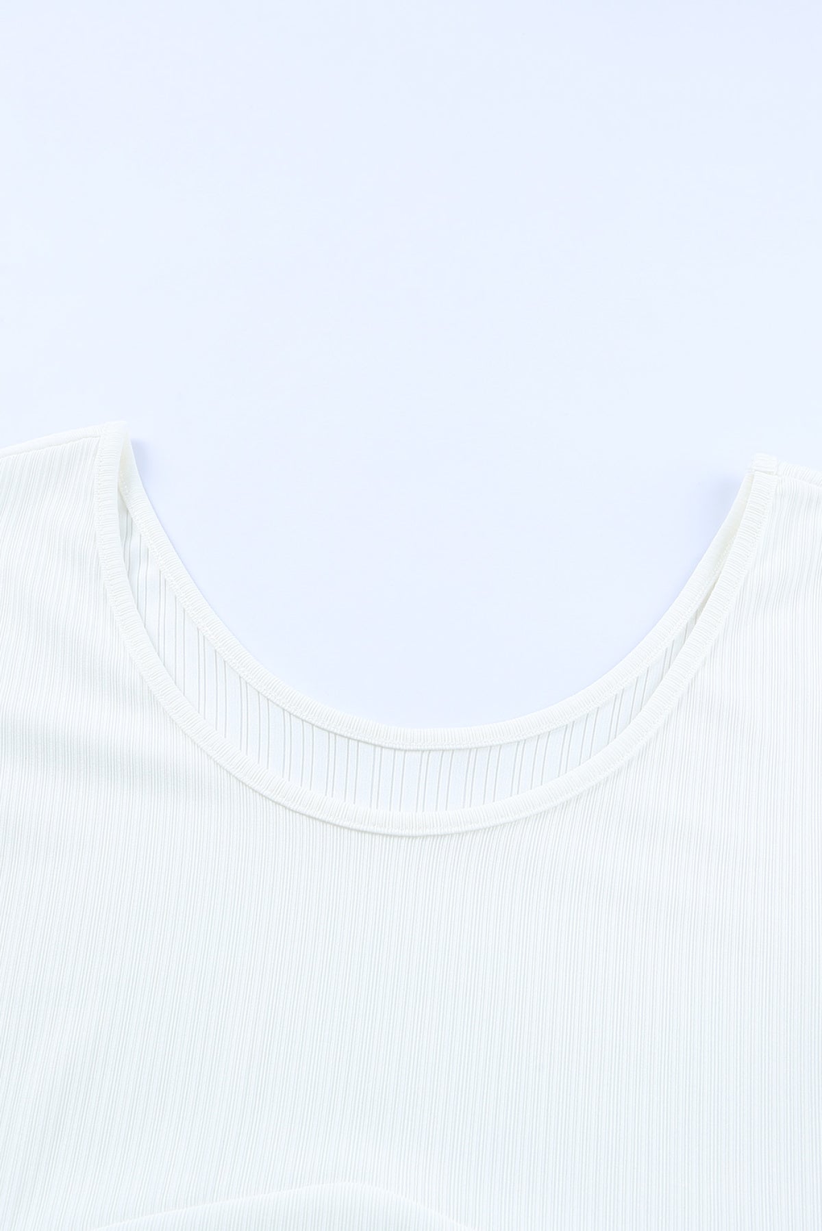 White Contrast Guipure Long Sleeve Ribbed Top