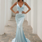 Tie Back Back Satin Mermaid Prom Dress