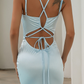 Tie Back Back Satin Mermaid Prom Dress