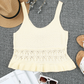 White Crochet Knit Tank With Ruffle