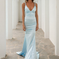 Tie Back Back Satin Mermaid Prom Dress
