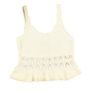 White Crochet Knit Tank With Ruffle
