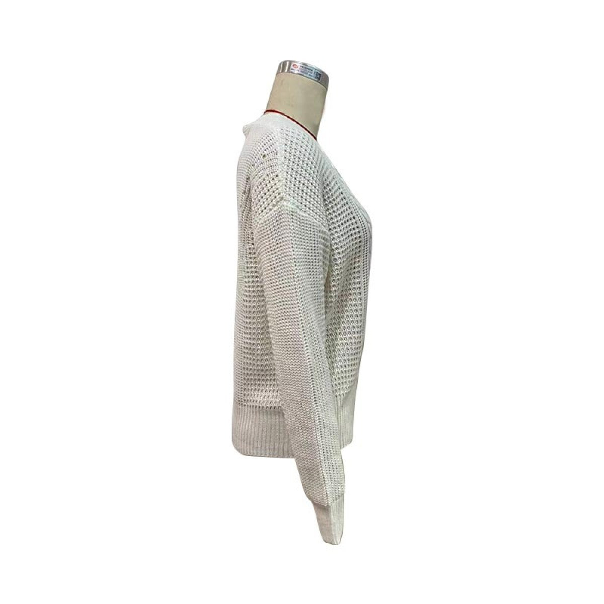 V-Neck Long Sleeve Solid Cable Knit Sweater