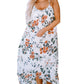 White Floral Print Spaghetti Straps Maxi Dress