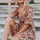 Square Neck Puff Sleeve Floral Mini Dress
