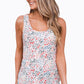 White Floral Print Cut-Out U Neck Tank Top