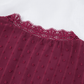 Wine Red Lace Splicing V-Neck Swiss Dot Short Sleeve Top