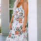 White Floral Print Spaghetti Straps Maxi Dress