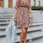Square Neck Puff Sleeve Floral Mini Dress