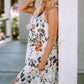 White Floral Print Spaghetti Straps Maxi Dress