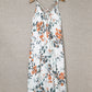 White Floral Print Spaghetti Straps Maxi Dress