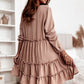 V Neck Frilled Tiered Flowy Mini Dress