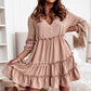 V Neck Frilled Tiered Flowy Mini Dress