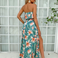 Tie Waist Split Thigh Tropical Print Dress