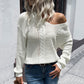 V-Neck Long Sleeve Solid Cable Knit Sweater