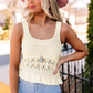 White Crochet Knit Tank With Ruffle