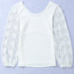 White Contrast Guipure Long Sleeve Ribbed Top