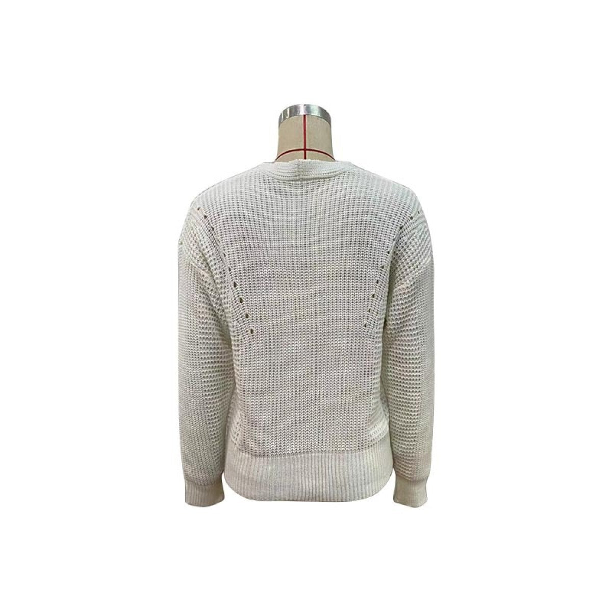 V-Neck Long Sleeve Solid Cable Knit Sweater