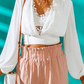 White Knotted Ribbed Knit Deep V Neck Crop Top