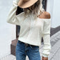 V-Neck Long Sleeve Solid Cable Knit Sweater