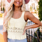 White Crochet Knit Tank With Ruffle