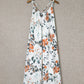 White Floral Print Spaghetti Straps Maxi Dress