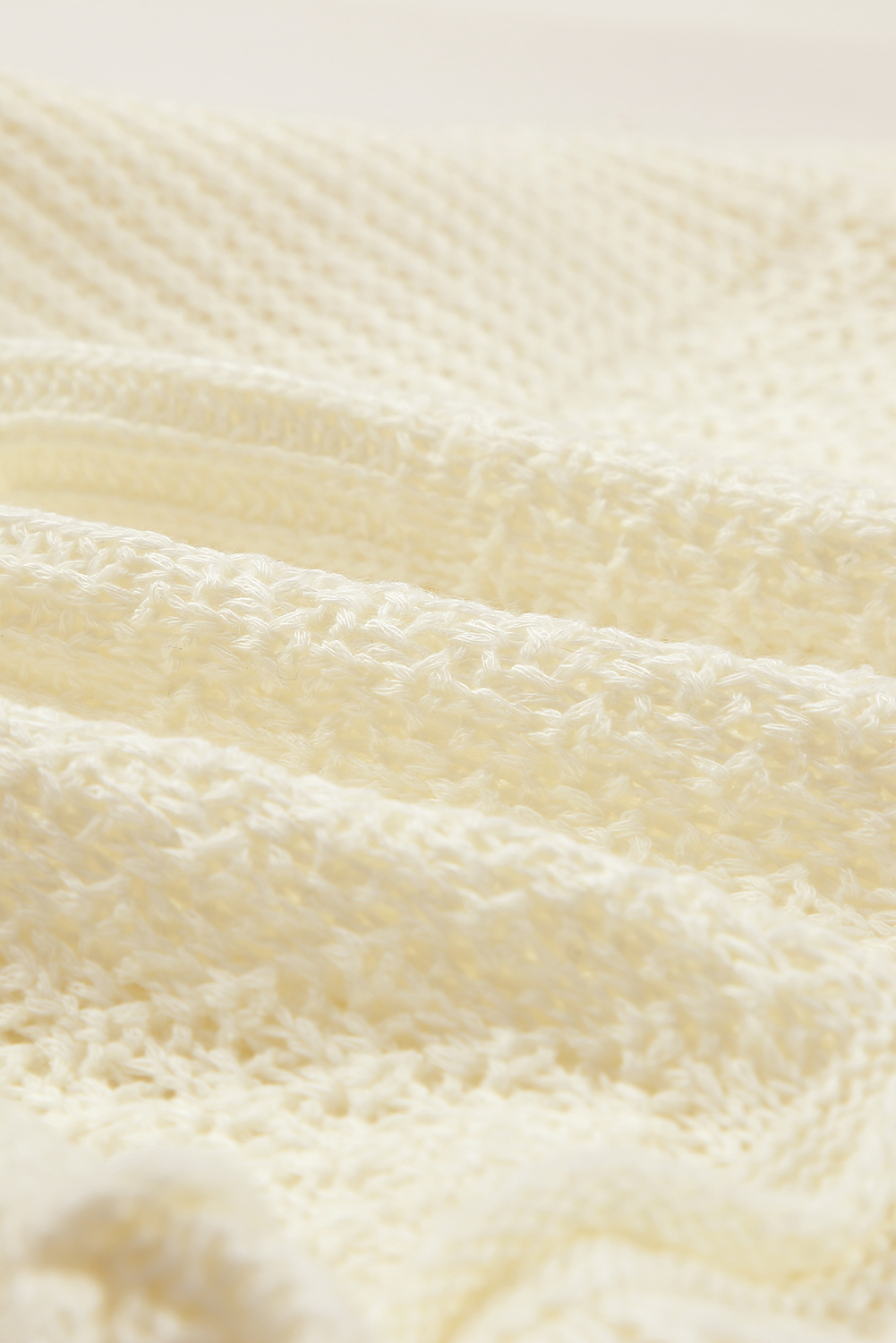 White Crochet Knit Tank With Ruffle