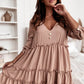 V Neck Frilled Tiered Flowy Mini Dress