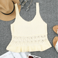 White Crochet Knit Tank With Ruffle