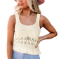 White Crochet Knit Tank With Ruffle
