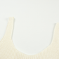 White Crochet Knit Tank With Ruffle