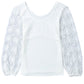 White Contrast Guipure Long Sleeve Ribbed Top